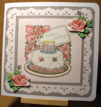 Vintage Birthday Cake & Roses Topper by Jane Halton