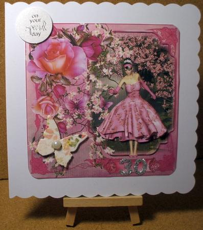 Cherry Blossom 1950's Style Card Front Decoupage Mini Kit by Jane Halton