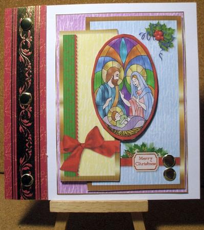 Oval Sketch Card - Stained Glass Nativity by Jane Halton