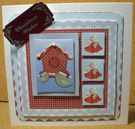 Large Square Sketch Card - Christmas Birdhouse by Jane Halton
