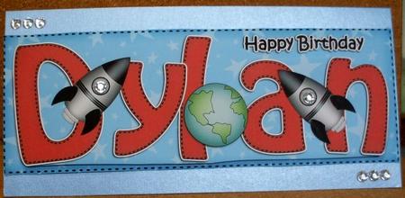 Large Dl Birthday Dylan Rockets 3D Decoupage by Jane Halton