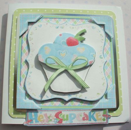 Square Quick Card Front Cupcake with Decoupage by Jane Halton