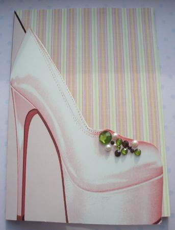 High Heel Shoe Print and Fold Shaped Front Card in Peach by Jane Halton
