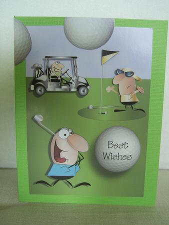 Cartoon Golf Decoupage Quick Card Front by Jane Hamilton