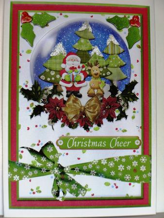 Christmas Cheer Snowglobe Santa and Reindeer by Jane Hamilton