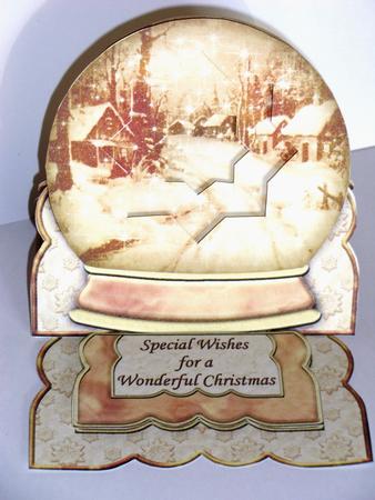 Golden Christmas Snow Globe Easel Card by Jane Hamilton