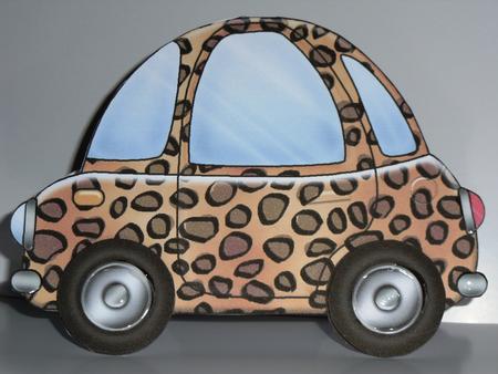 Funky Leopardskin Car Shaped Card by Jane Hamilton