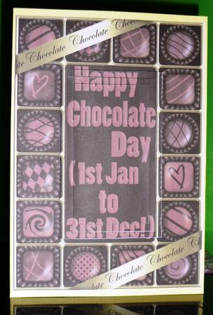A5 Chocolate Greetings Pyramage Topper by Jane Hamilton