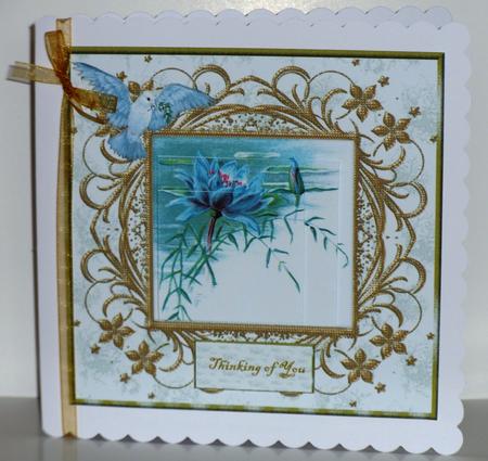 Vintage Waterlillies Sympathy in Aqua by Jane Hamilton