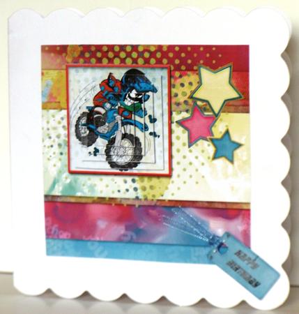Dirt Bike 6inch Pyramid Card Front by Jane Hamilton