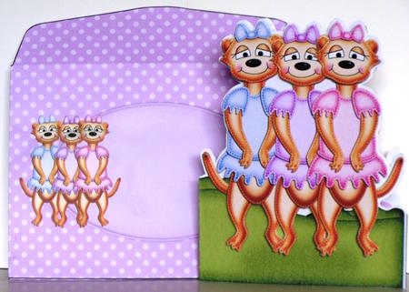 3D Meerkats Shaped Card with Decoupage by Jane Hamilton