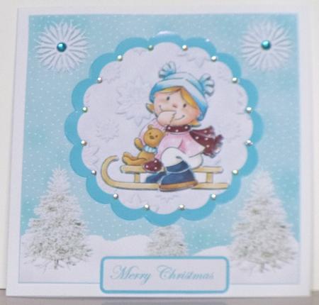 Girl and Teddy on the Sledge by Jane Hamilton
