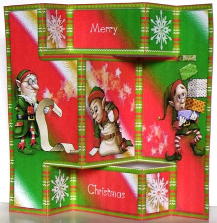 Christmas Elves Tri Fold Shutter Card by Jane Hamilton