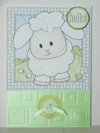 Little Lamb Quick Card with Fan Pyramage Topper by Jane Hamilton