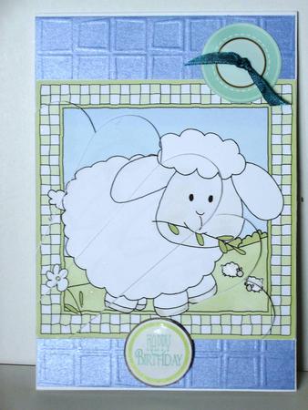 Little Lamb Quick Card with Fan Pyramage Topper by Jane Hamilton