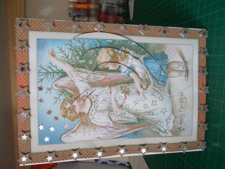 Vintage Girl and Christmas Angel Heart Shaped Pyramid by Jane Hooper