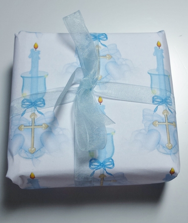 Boys Christening Candle Background by JANE SEDDON