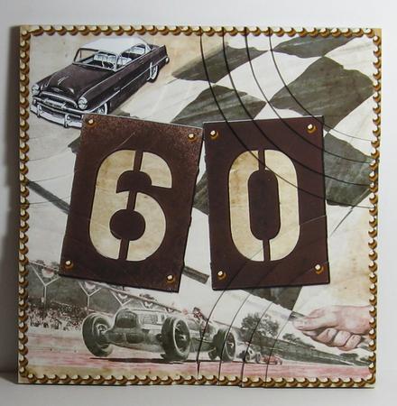 Vintage 60 Race Car 8in Rounded Corner Stacker Topper Kit by Jane Steinhagen