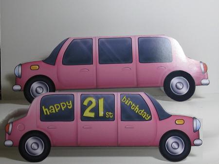 Large Dl 21st Birthday Stretch Limo Shaped Card by Jane Steinhagen