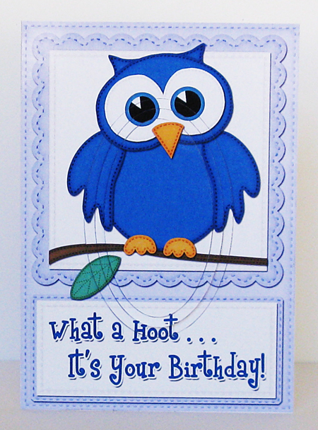 A5 What a Hoot Owl Birthday Oval Pyramage Topper by Jane Steinhagen