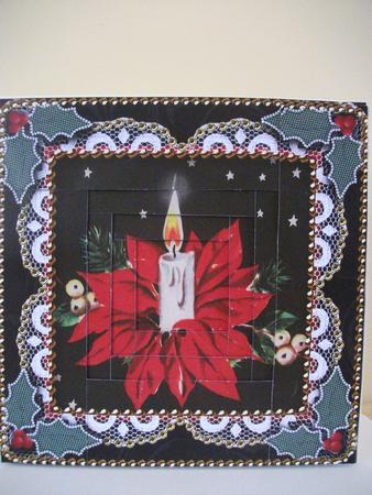 Christmas Candle Bouquet Spiral Edge Card Front 8x8 Kit by Jane Wallace