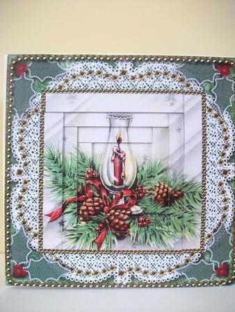 Christmas Candle Lantern Spiral Edge Card Front 8x8 Kit by Jane Wallace