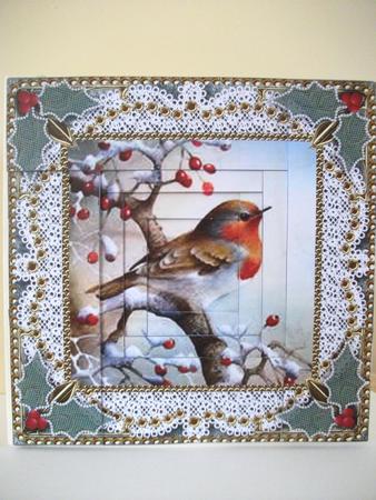 Christmas Robin 1 Spiral Edge Stacker Card Front 8x8 Kit by Jane Wallace