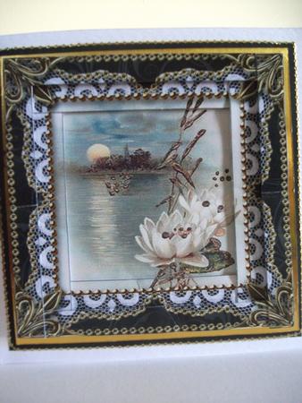 Oriental Water Lily Spiral Edge Stacker Card Front by Jane Wallace