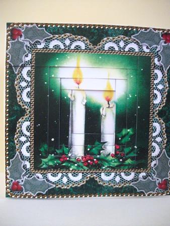 Christmas Candle 3 Spiral Edge Stacker Card Front 8x8 Kit by Jane Wallace