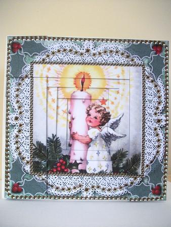 Christmas Candle Angel Spiral Edge Stack 8x8 Card Front Kit by Jane Wallace