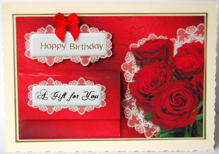 Red Roses Gift Pocket Birthday by Jane Wells