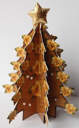 3D Christmas Tree - Golden Poinsettias by Jane Wells