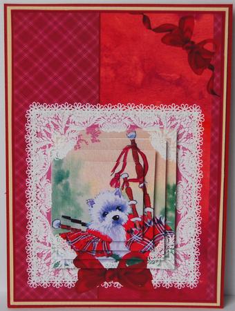 Westie and Bagpipes Step by Step Decoupage New Year by Jane Wells