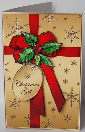 Elegant Christmas Holly Parcel Lottery Wallet Card by Jane Wells