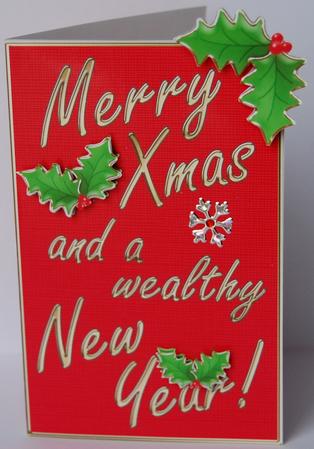Elegant Christmas Holly Lottery Wallet Card by Jane Wells
