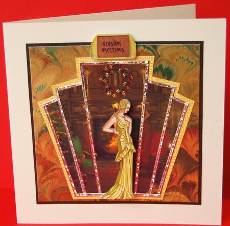 Art Deco Christmas Panels with Lady by Jane Wells