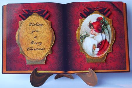 Christmas Vintage Open Book with Lady Sheet by Jane Wells