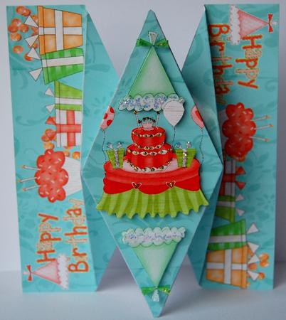 Diamond Fold Birthday Card by Jane Wells