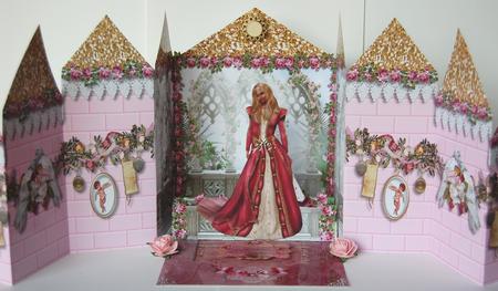 Rosebud Castle Gatefold Double Cascade Popup Card by Jane Wells