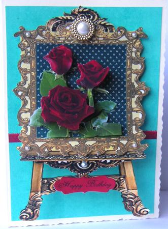 Stunning Red Roses Stand Off Easel Card by Jane Wells