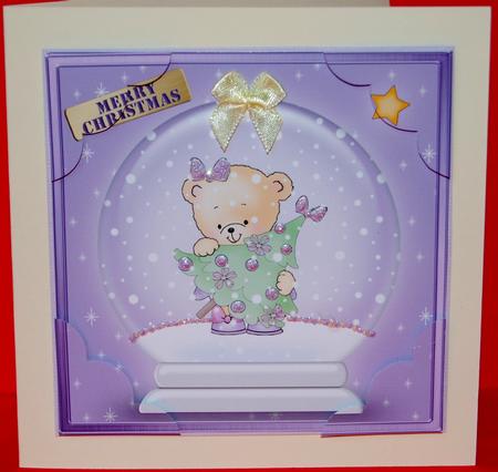 Rosie's Xmas Tree Snowglobe 8 x 8 Scalloped Corner Topper by Jane Wells