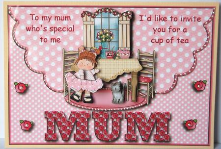 Mum for Tea Envelope Card with Decouapge by Jane Wells