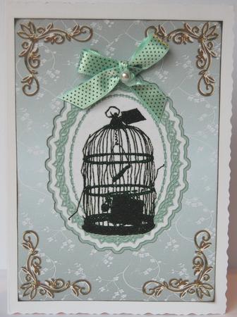 Blossoms Card Front in Mint by Jane Wells