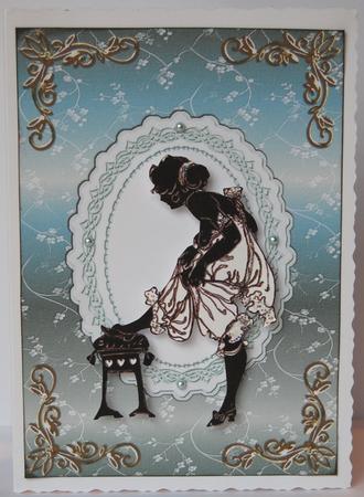 Blossoms Card Front in Ocean Blue by Jane Wells