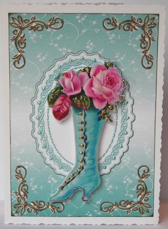 Blossoms Card Front in Turquoise by Jane Wells