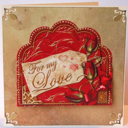 For My Love Red Roses Ornate Scalloped Bottom Stacker by Jane Wells