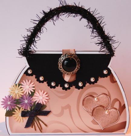 Romantic Hearts Handbag Shaped Treat or Favour Box Sheet 1 by Jane Wells
