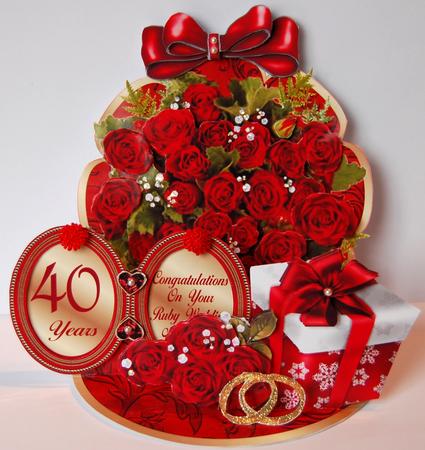 Giant Easel Tableau 3D Card Kit - Ruby Wedding by Jane Wells