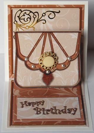 Cream Swirls Birthday Bag Mini 3D Pop-up Card by Jane Wells