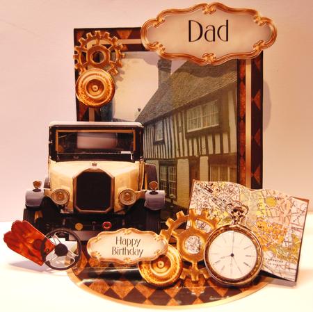 Giant Easel Tableau 3D Card Kit - Vintage Car by Jane Wells